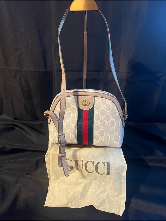 Gucci Handbags - Gucci Beige GG Supreme Crossbody with Red and Green Web Stripe Dust Bag Included